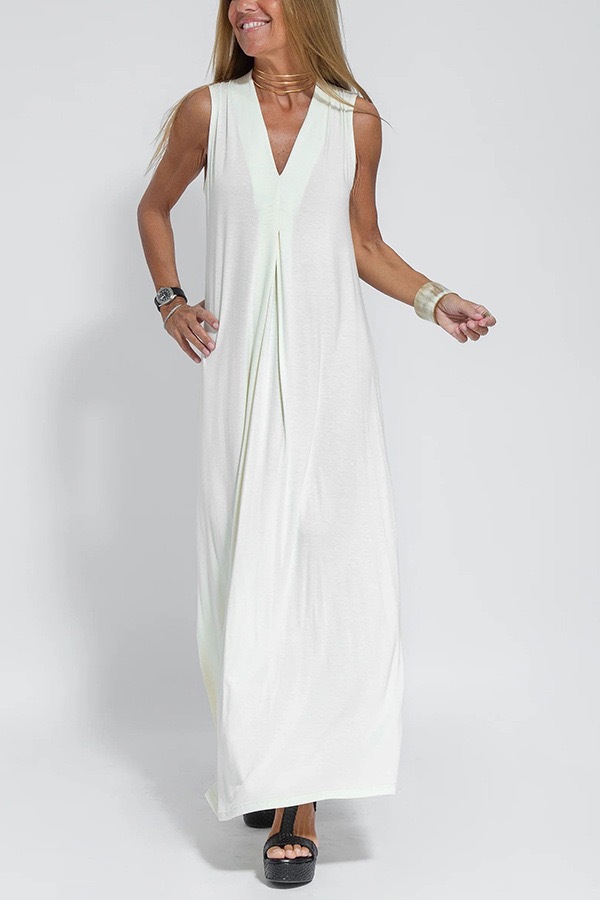 Solid V-Neck Sleeveless Dress and Cardigan Set