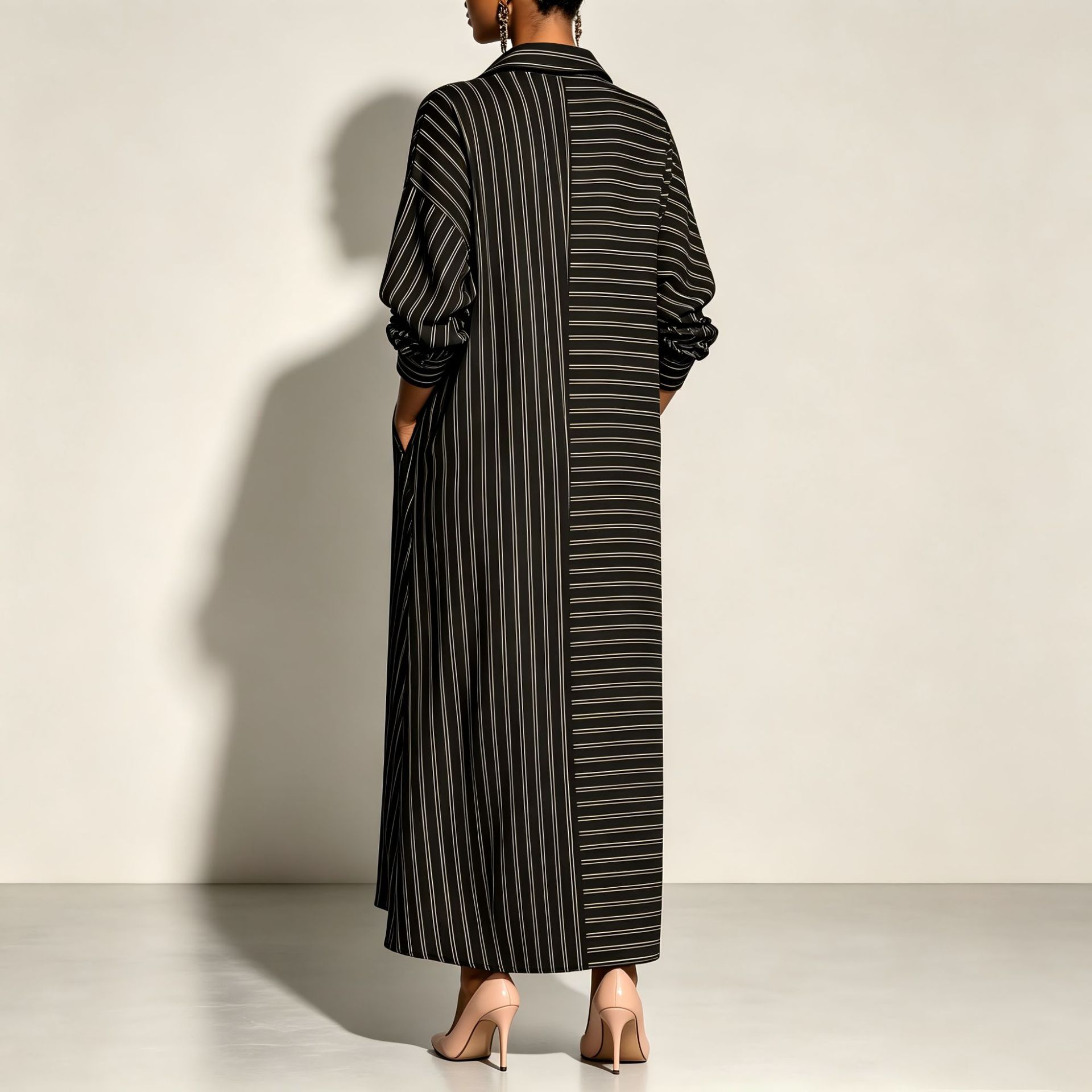 Striped Shirt Dress with Pockets