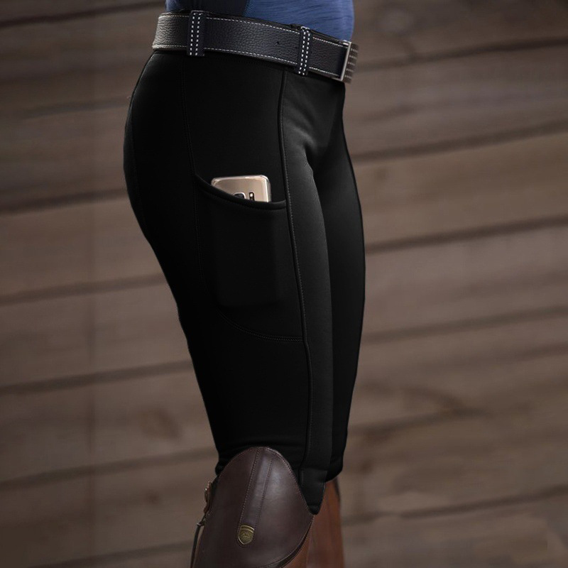 Stretchy Butt-Lifting Equestrian Pencil Pants with Pockets