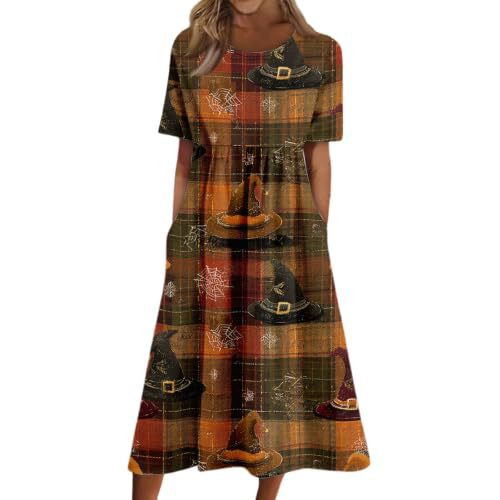 Women's Halloween Print Pleated Midi Dress
