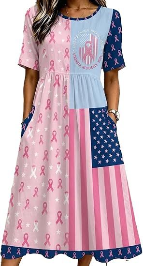 Women's American Flag Ribbon Print Ruched Midi Dress