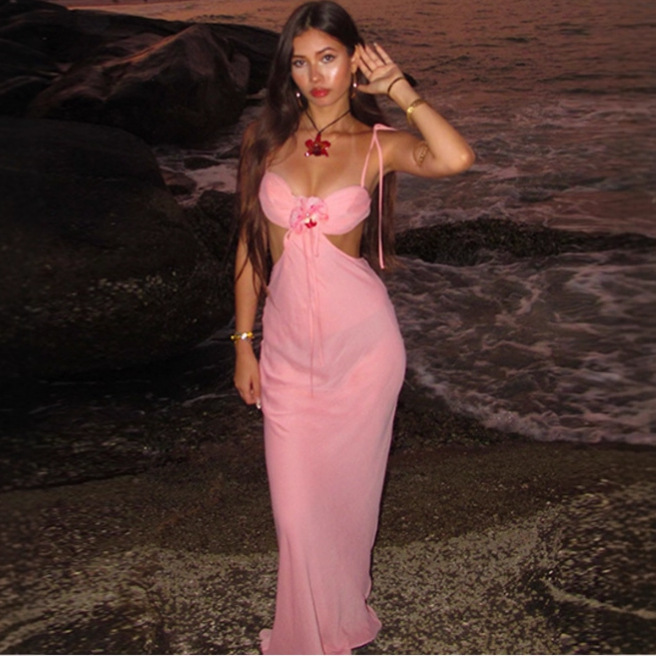 Women's Sleeveless Chiffon Pleated Midi Dress with Lapel Collar