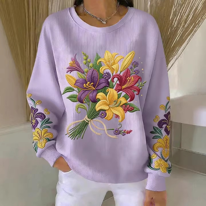 Iris Royal Print Women's Crewneck Sweatshirt