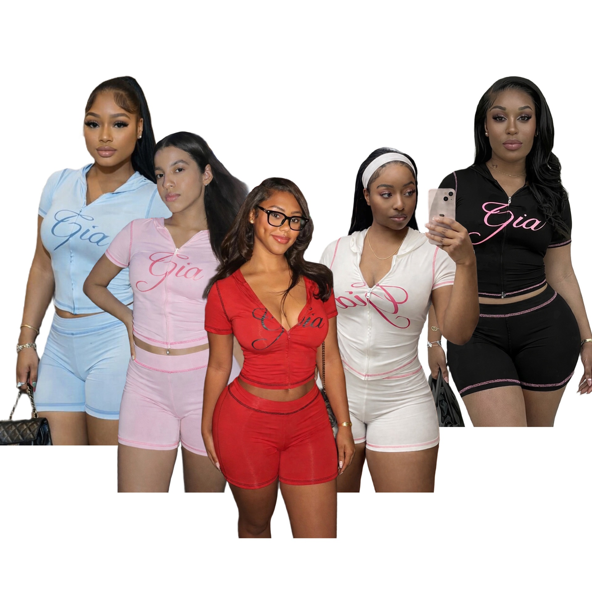 Letter Print Short Sleeve & Shorts Set
