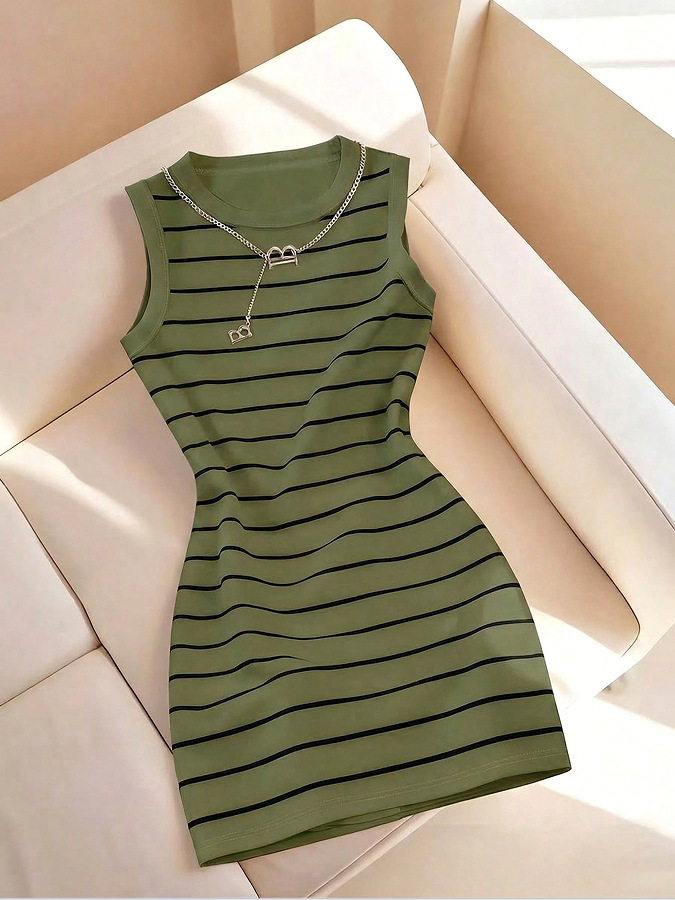 Women's Sleeveless Bodycon Dress Slimming A-Line Midi