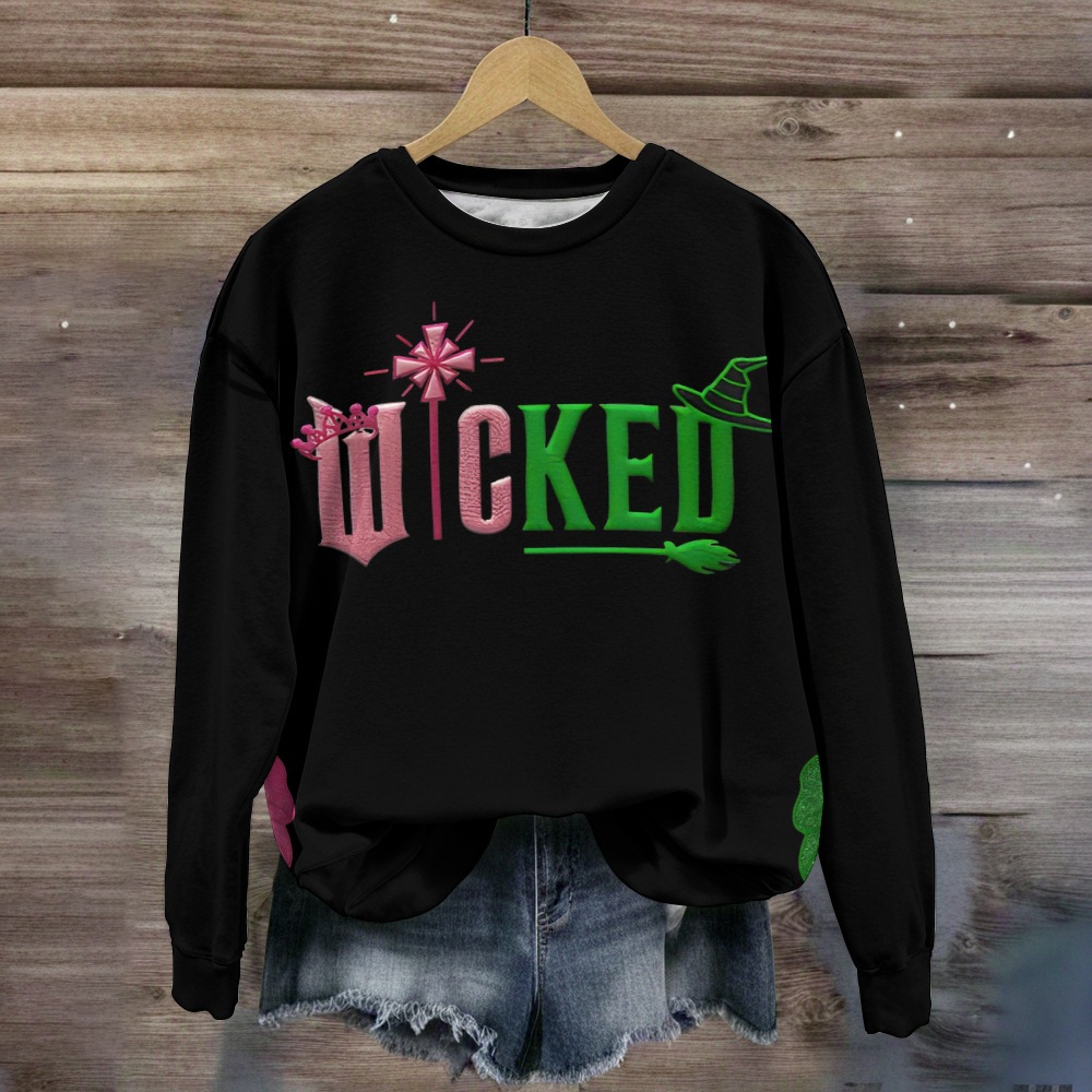 Women's Pet Animal Letter Witch Print Sweatshirt