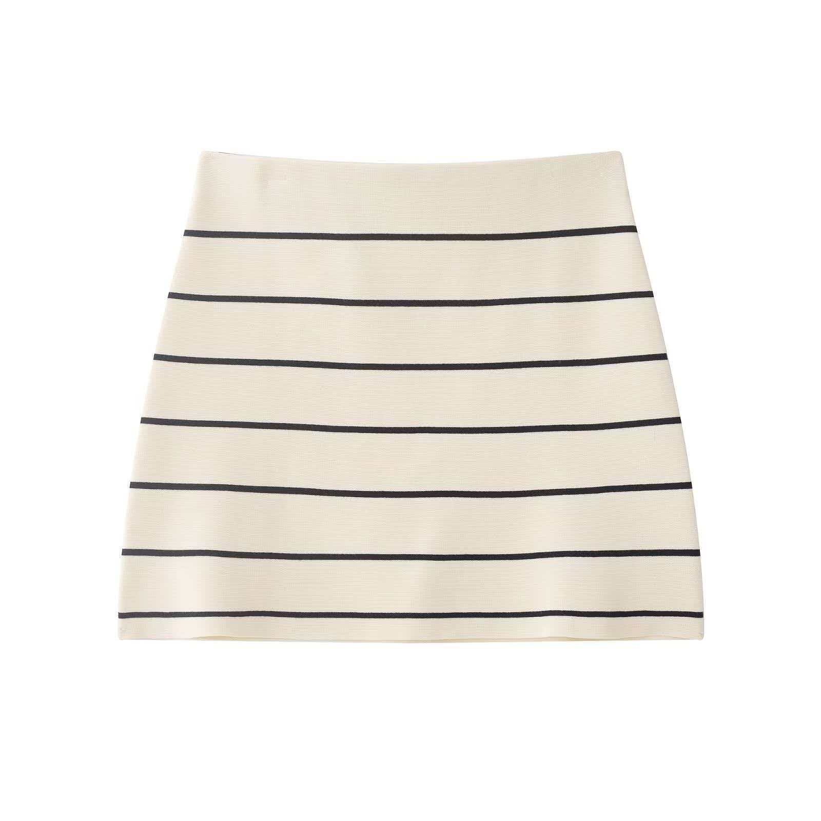 Striped Short Sleeve Knit Cardigan and Mini Skirt Set