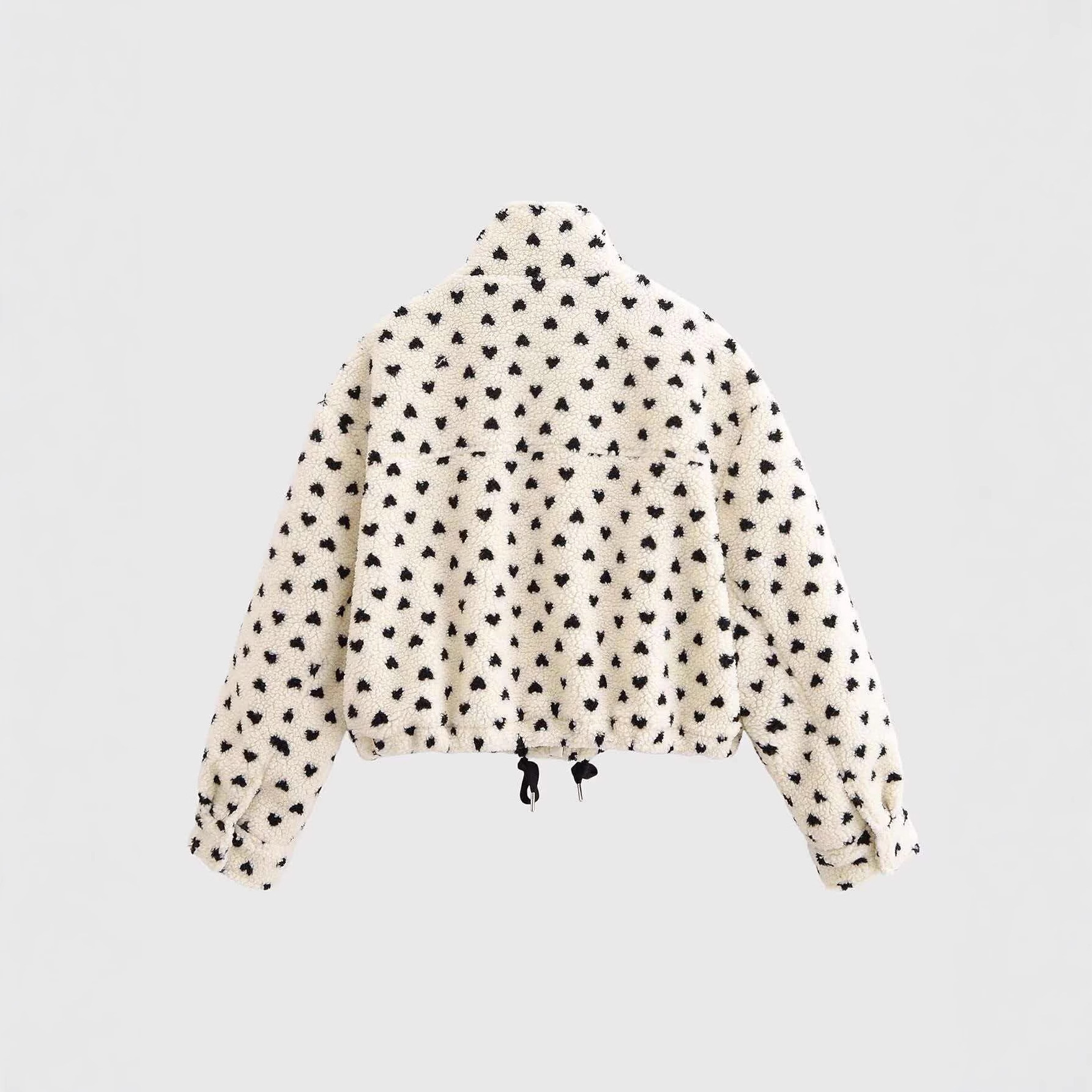 Women's Retro Polka Dot Fleece Zip-Up Jacket