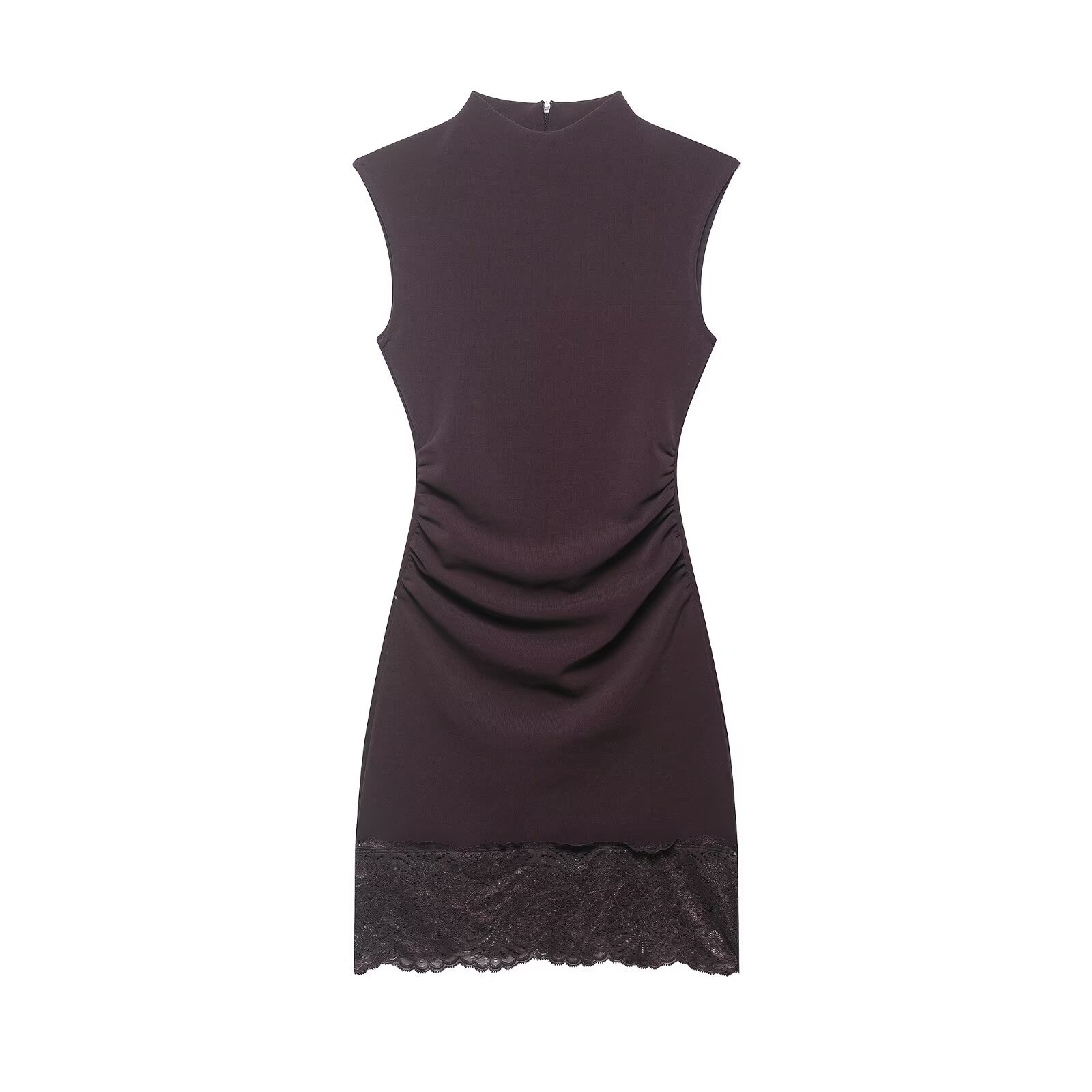 Women's Pleated Lace Hem Midi Dress