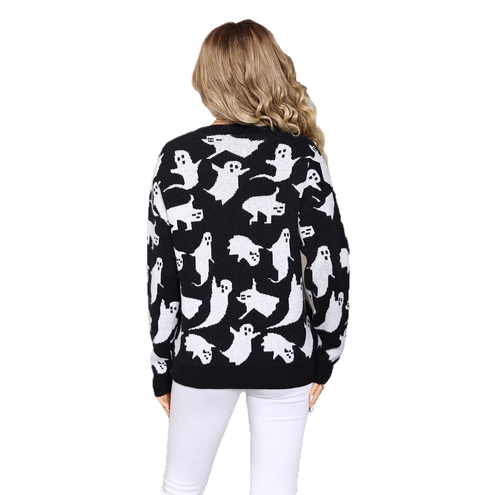 Halloween Animal Jacquard Knit Pullover Sweater