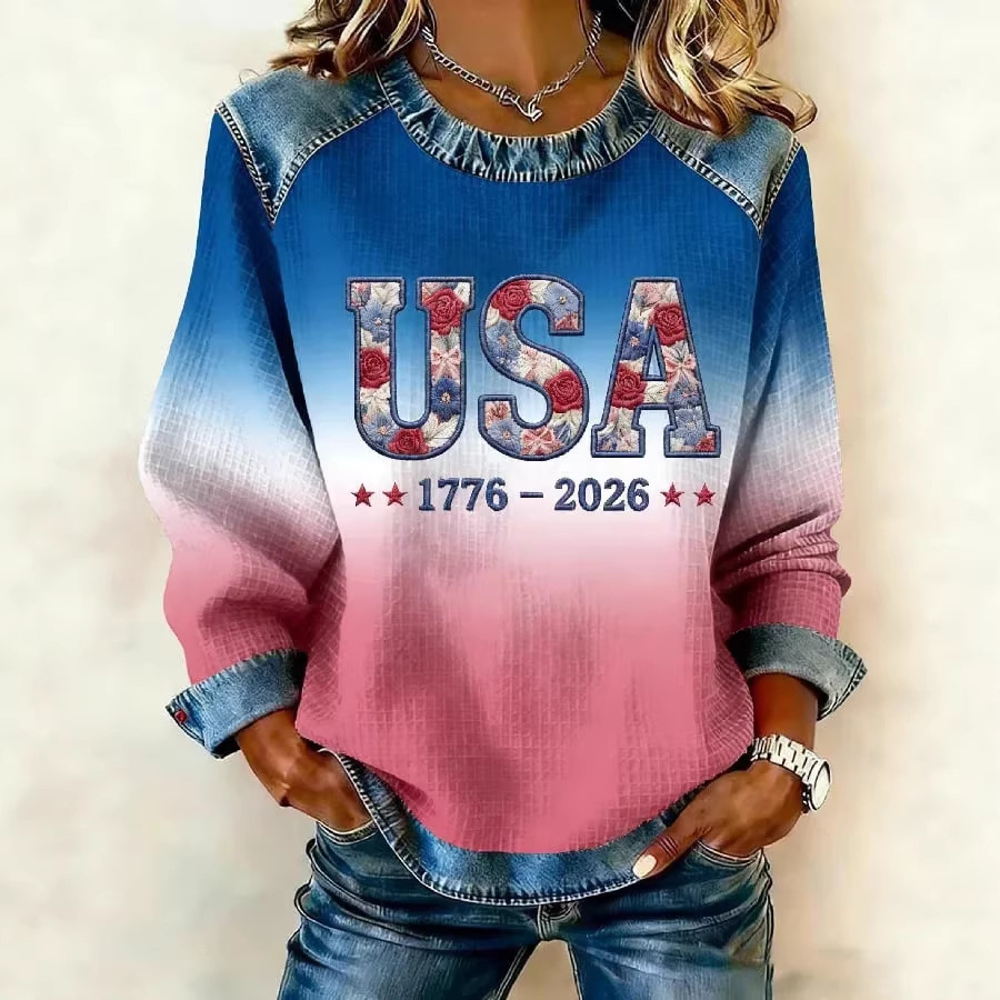 Women's USA Print Crewneck Sweatshirt