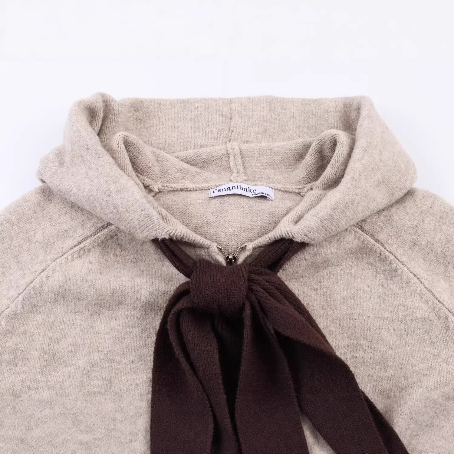 Women's Bow Knit Hooded Cardigan Casual