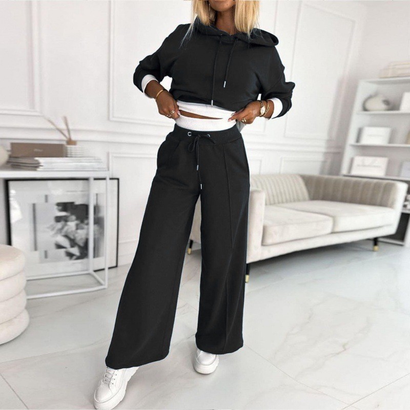 Color-Block Hoodie & Pants Two-Piece Casual Set
