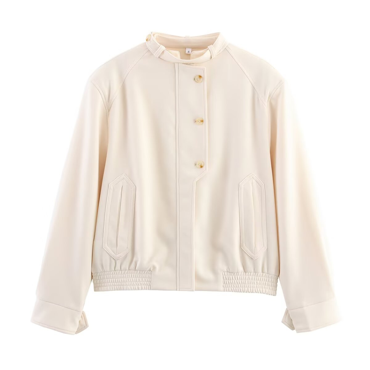 Solid Color Textured Button Jacket