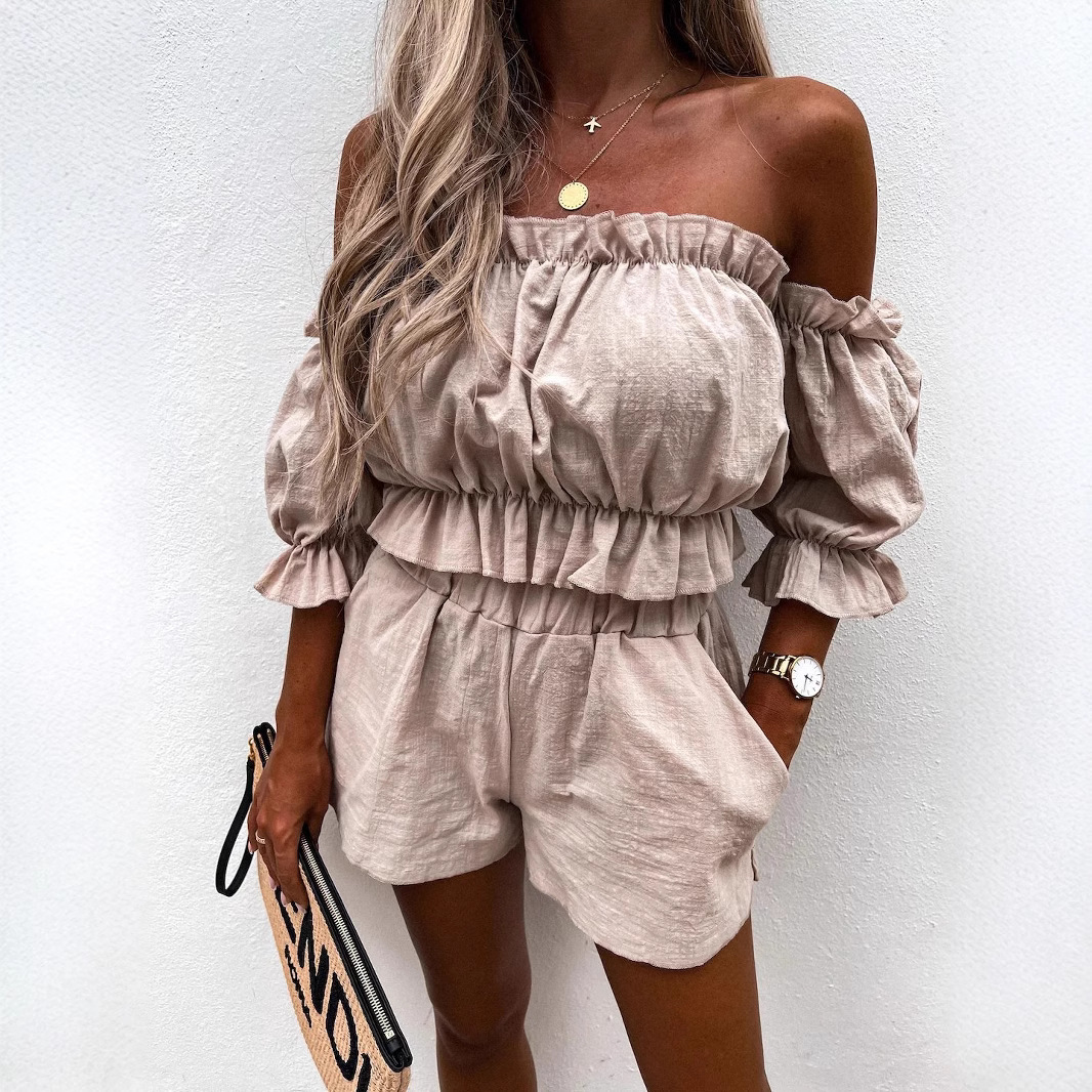 Off-Shoulder Tube Top and Shorts Two-Piece Set