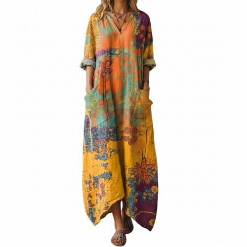 Women's Boho A-Line Midi Dress with 3D Print