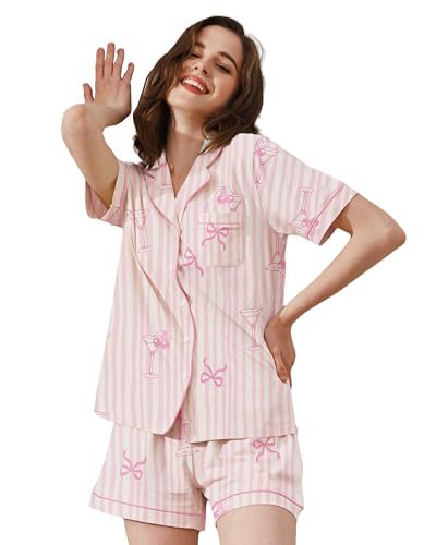 Women's Cuban Collar Short Sleeve Printed Shirt Set