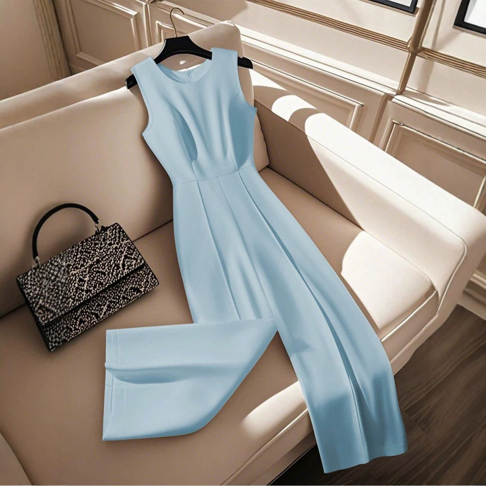 Sleeveless Wide-Leg Jumpsuit with Cinched Waist