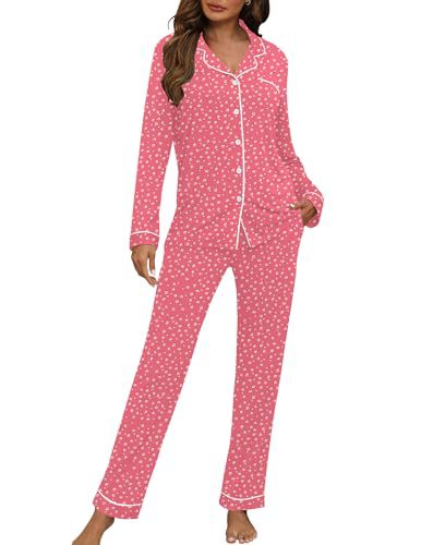 Women's Cuban Collar Polka Dot Print Long Sleeve Shirt Set