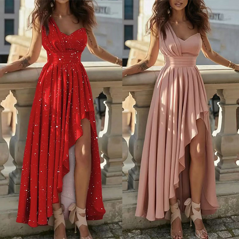 Elegant One-Shoulder High-Waist Asymmetrical Dress