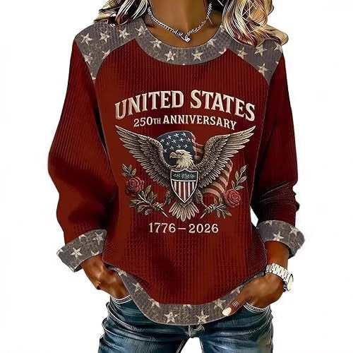 Women's Star Eagle Print Crewneck Sweatshirt