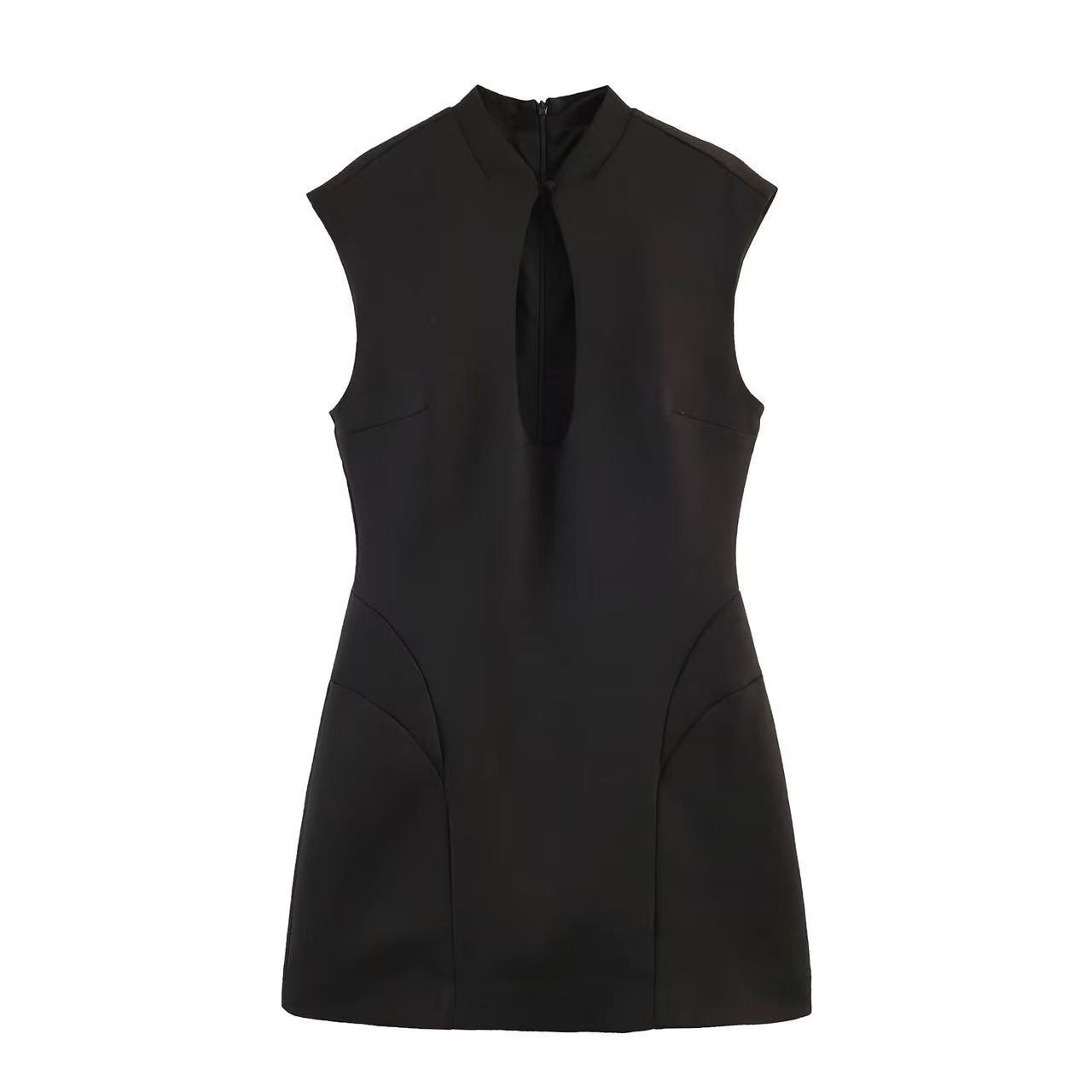 Women's Split Puff Sleeve Waist-Cinched Mini Dress