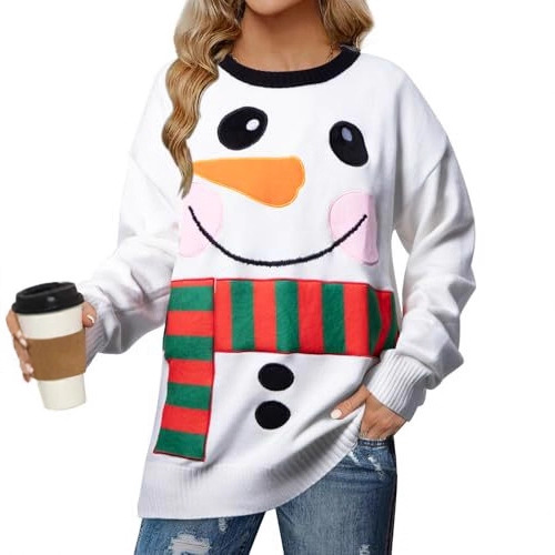 Women's Snowman Reindeer Letter Forest Print Sweatshirt