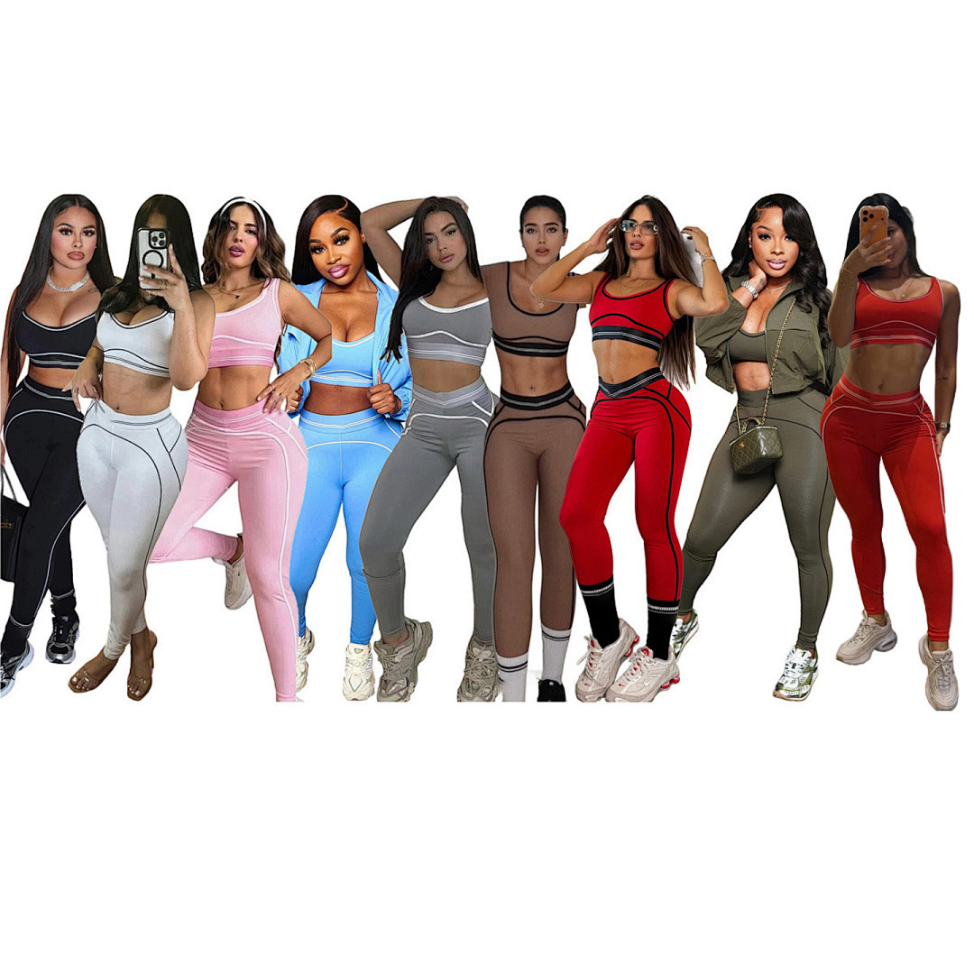 Women's High-Waist Tummy Control Seamless Workout Tank & Leggings Set