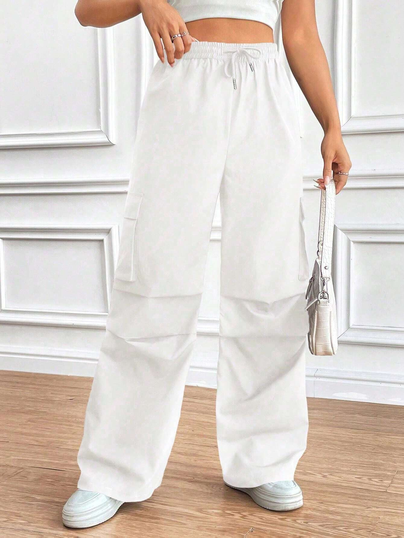 Women's High-Waist Drawstring Cargo Pants Loose Fit