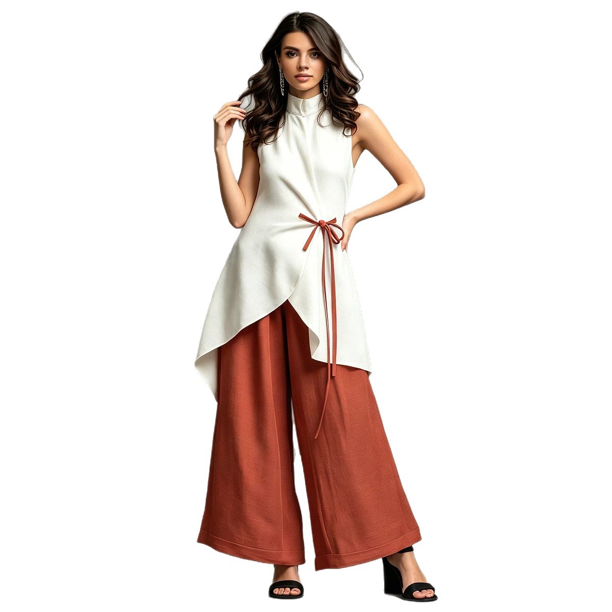 Women's Sleeveless Top and Wide-Leg Pants Set