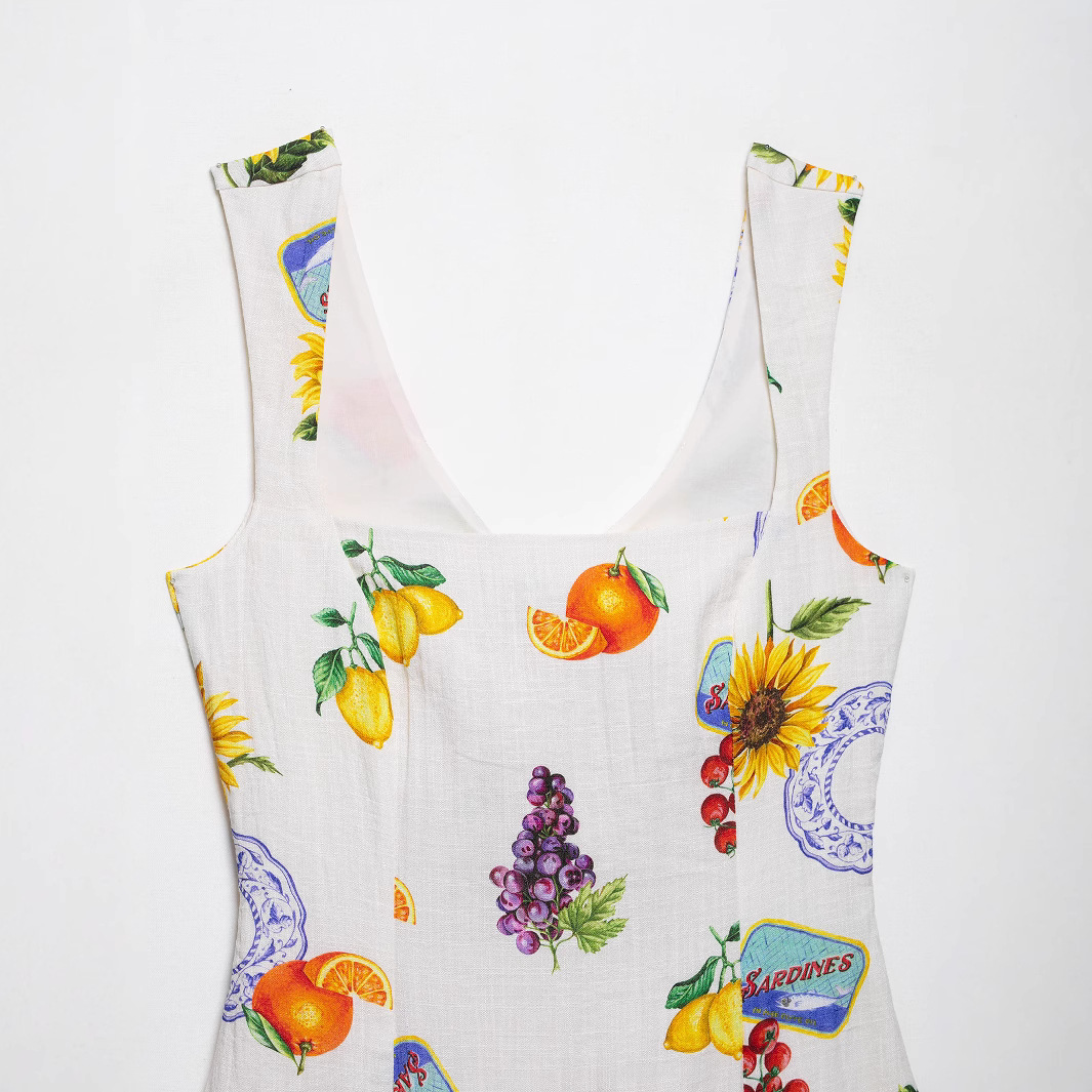 Women's Printed Short Waist-Cinching Dress