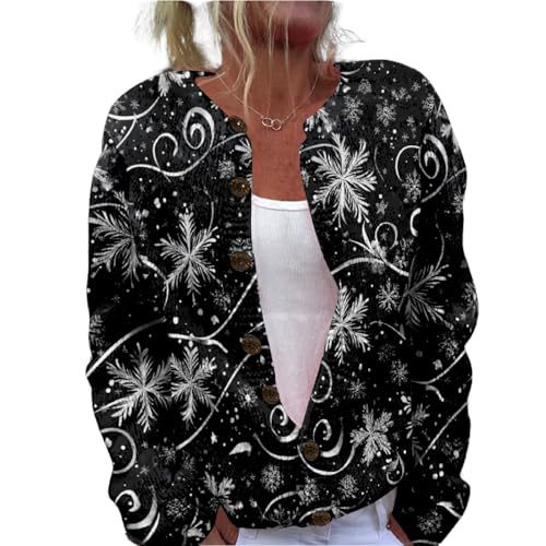 Women's Forest Leaf Print Button Cardigan Sweater