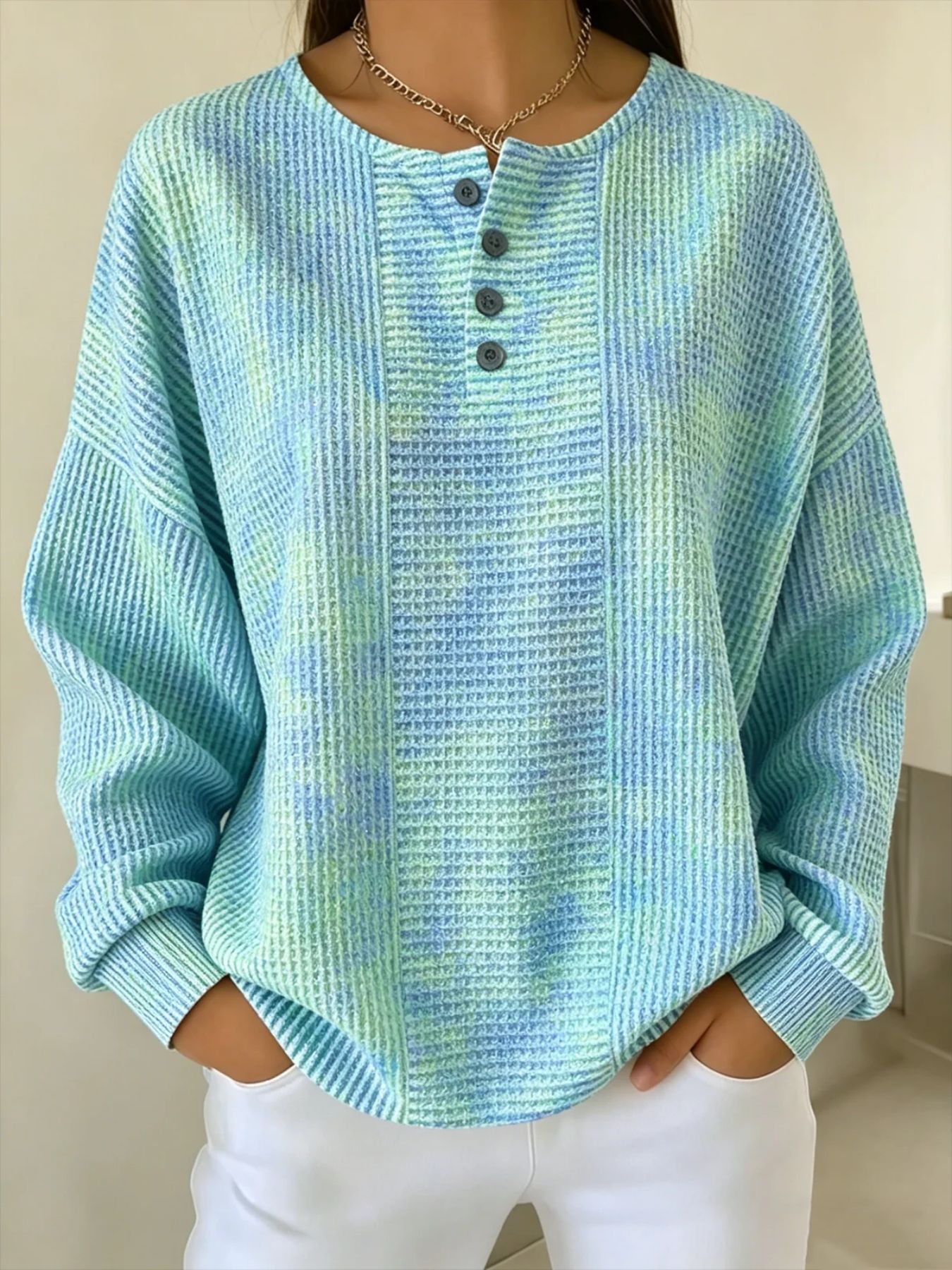 Women's Retro Plaid Print Button Sweatshirt