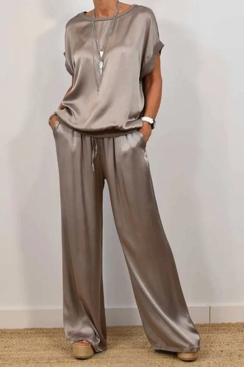 Women's Loose Wide-Leg Pants and Shirt Casual Set
