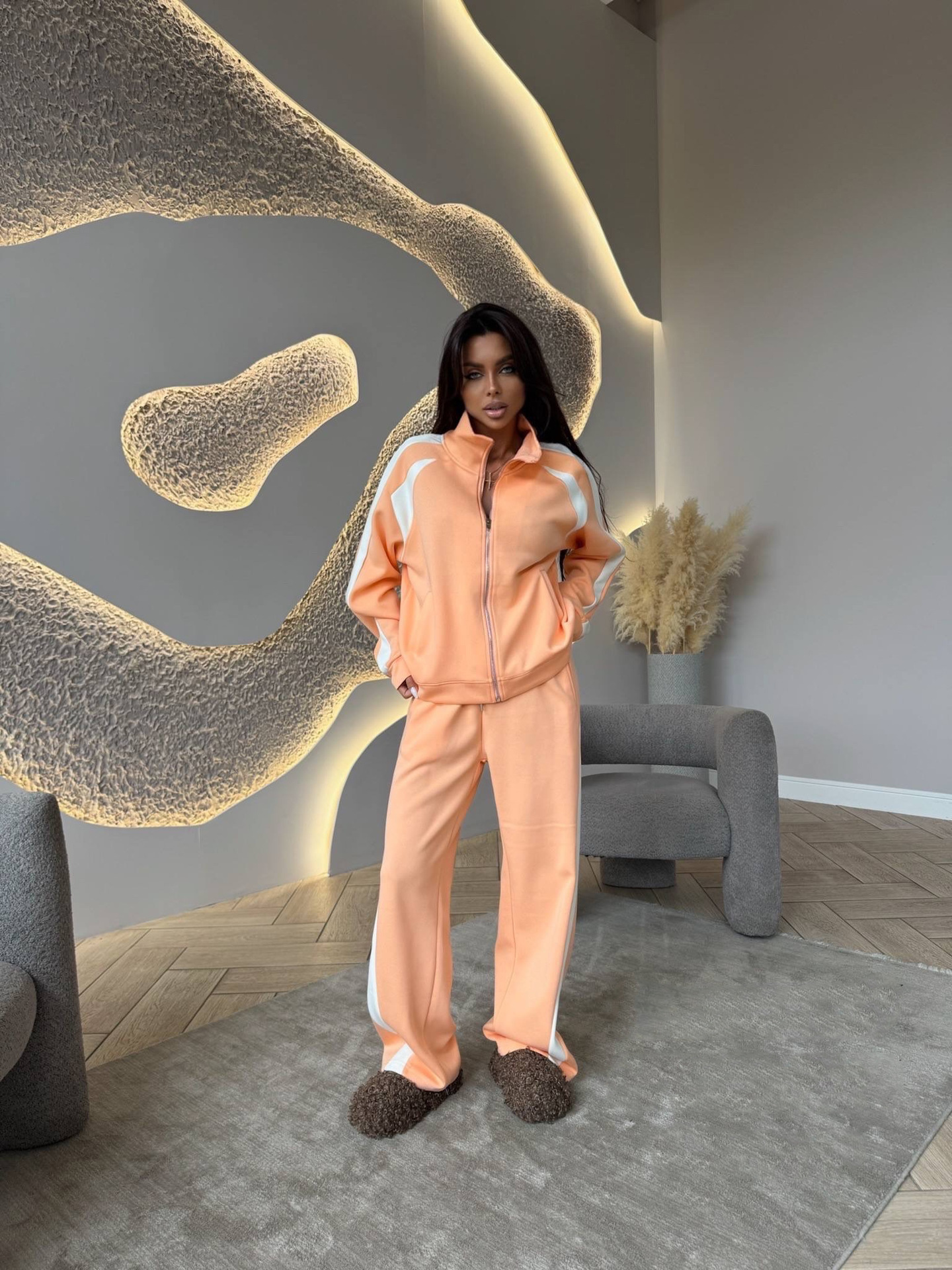 Women's Colorblock Zip Cardigan & Drawstring Pants Set
