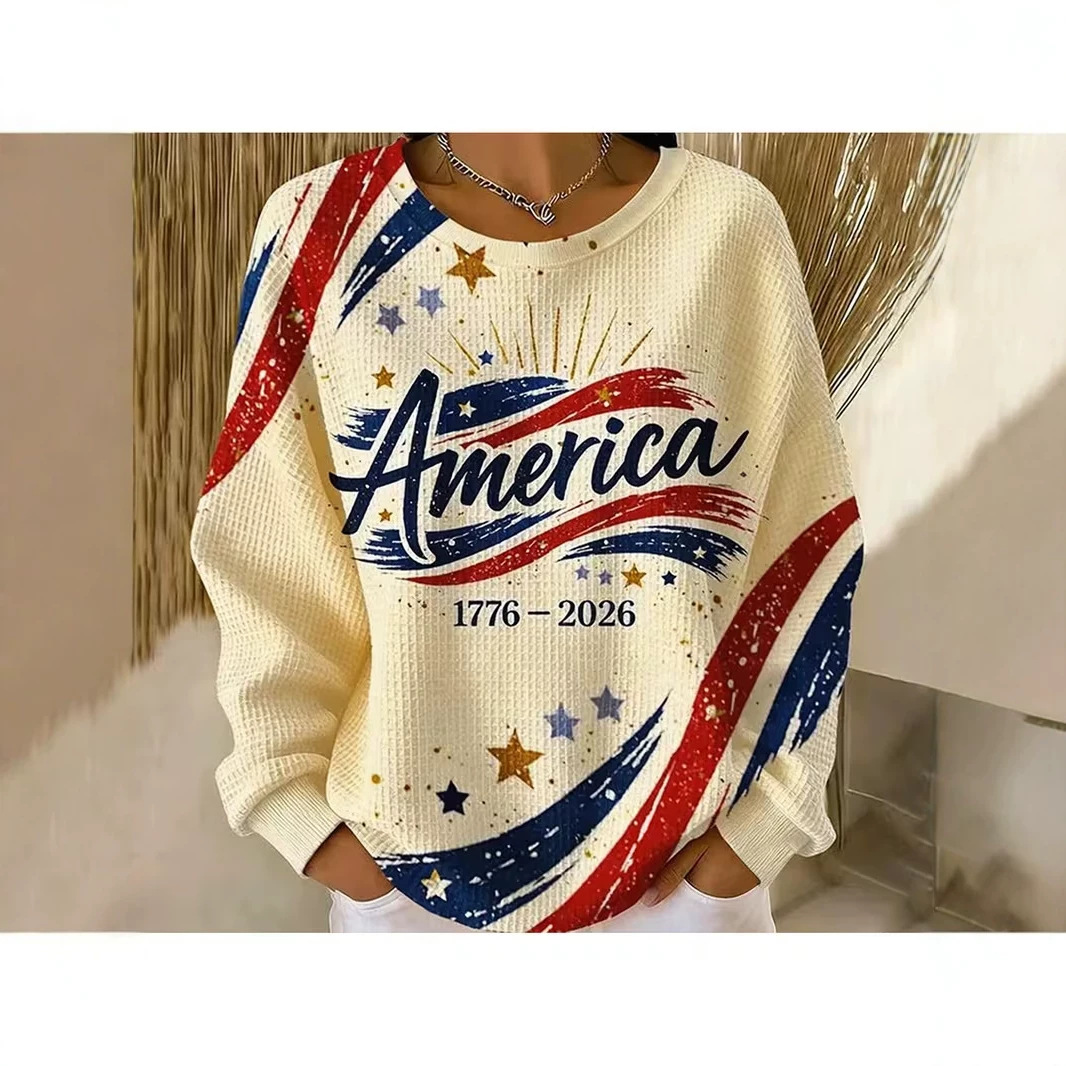 Women's USA Flag Star Print Sweatshirt