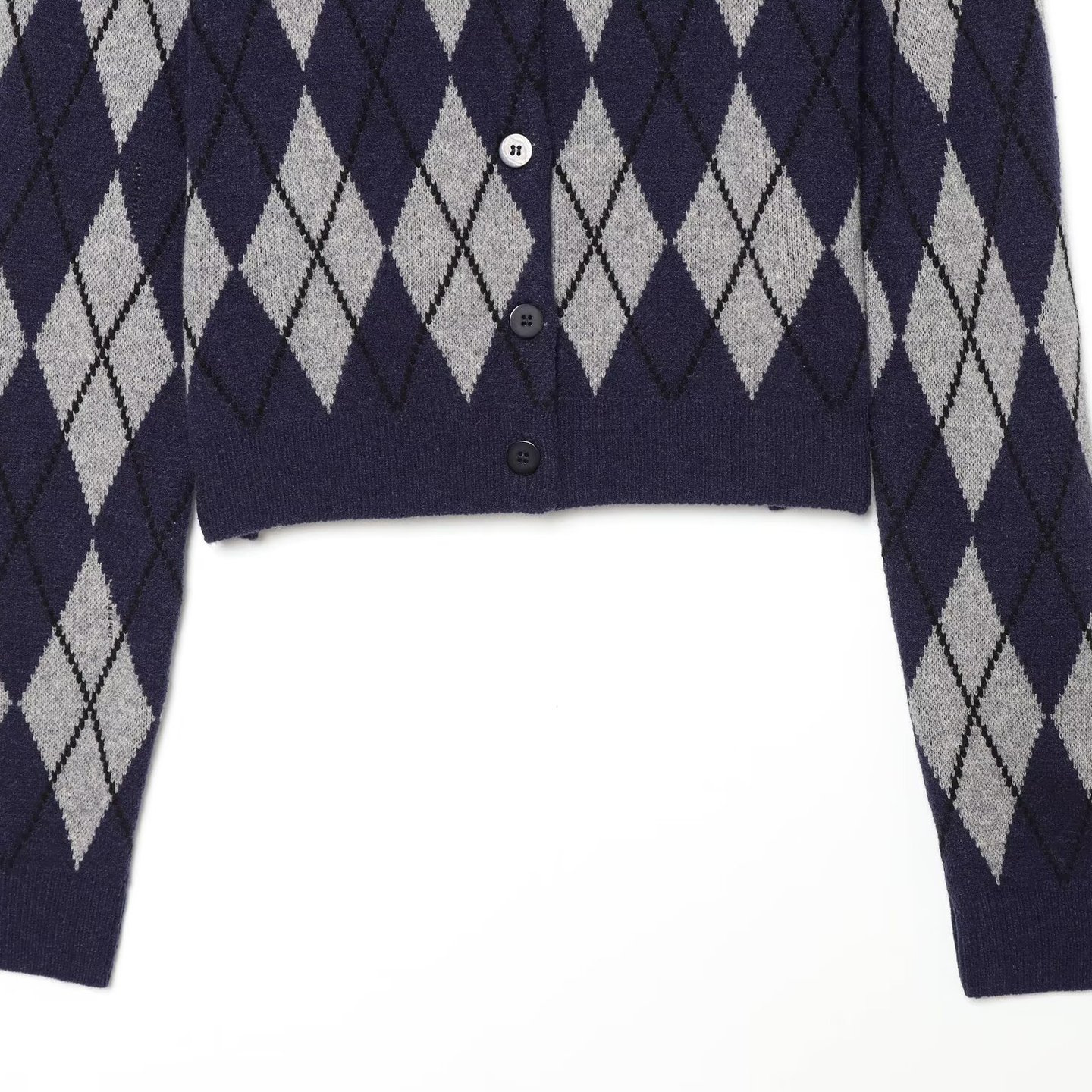 Women's V-Neck Plaid Knit Cardigan Long Sleeve