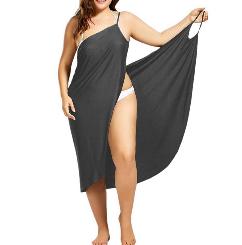Plus Size Solid Color Sleeveless Cami Beach Dress