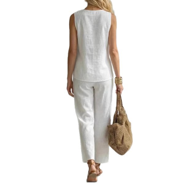 Women's Sleeveless Top and Wide-Leg Pants Set