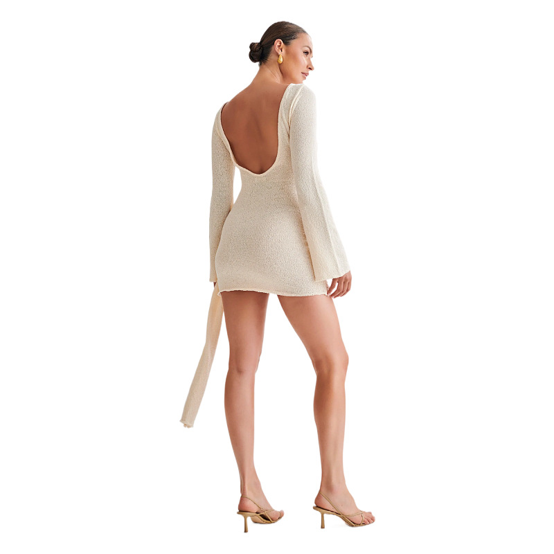 Women's Short Bodycon Knit Dress Long Sleeve High Waist