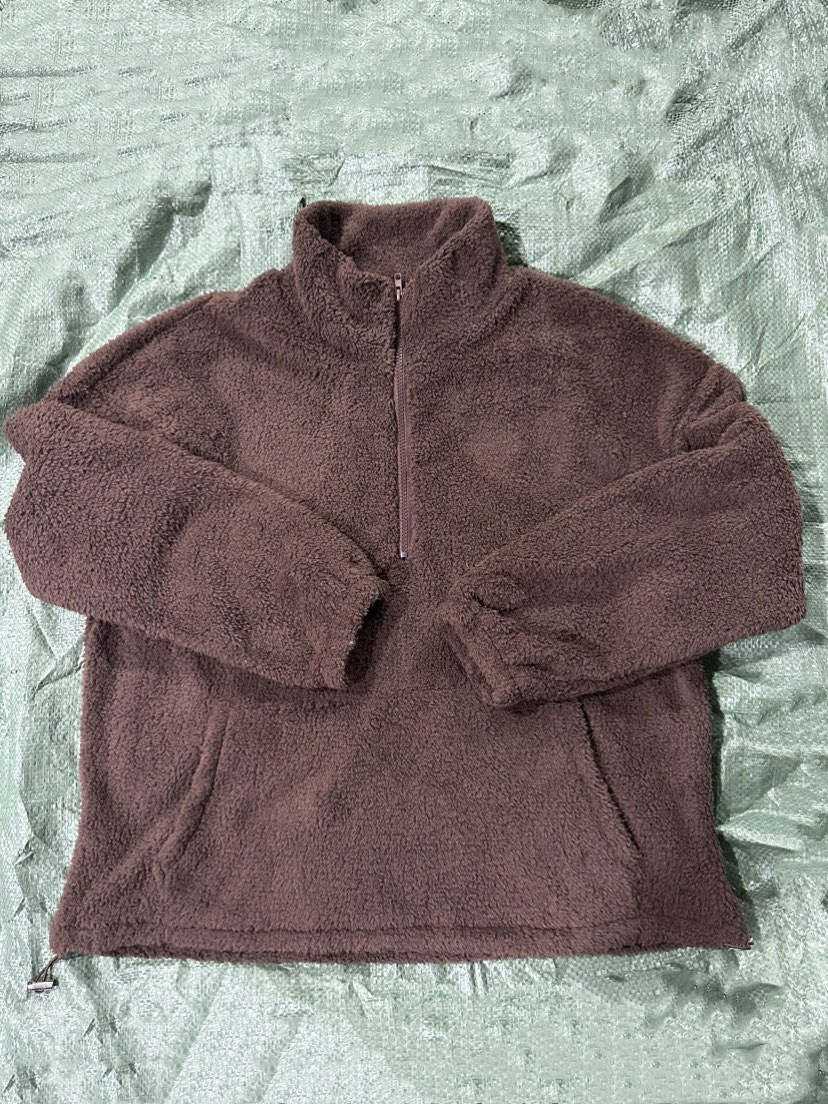 Fleece-Lined Half-Zip Stand Collar Sweatshirt for Women