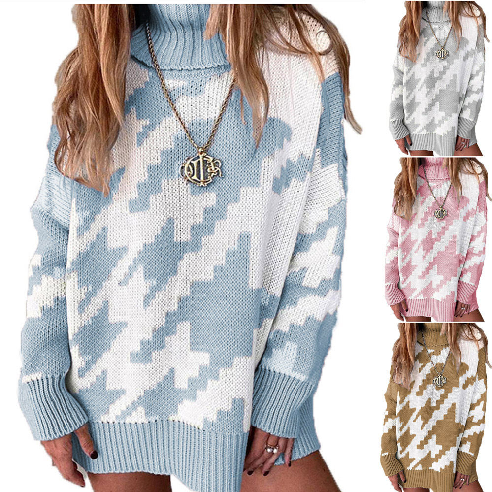 Women's Color-Block Collared Midi Knit Sweater