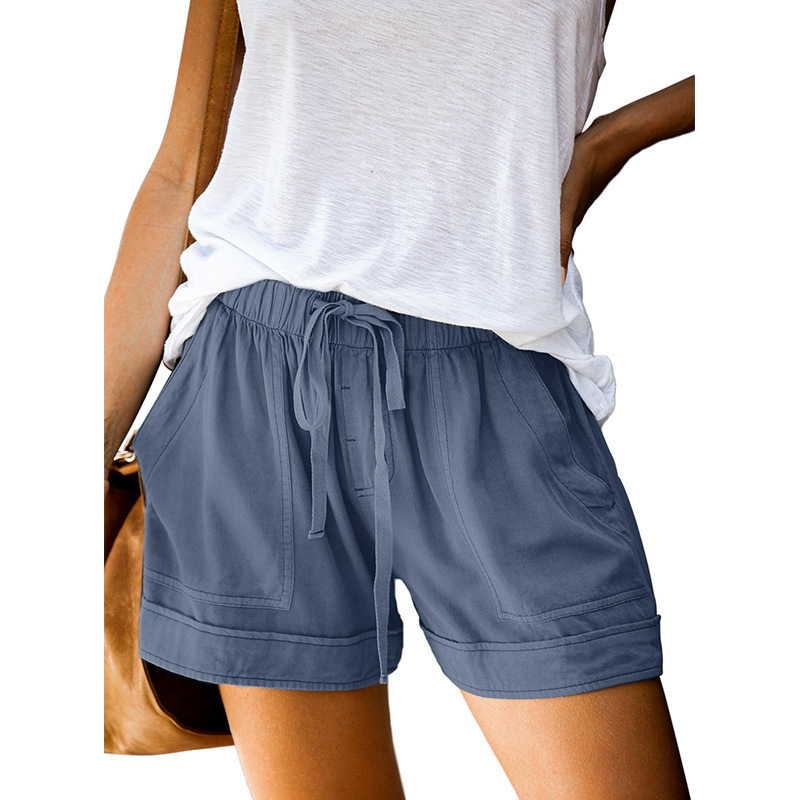 Women's High-Waist Wide-Leg Drawstring Shorts Casual Summer