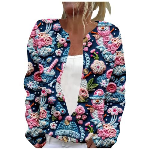 Women's Winter Cloud & Tree Print Button Cardigan Sweater