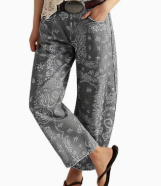 Women's Vintage Print Straight-Leg Casual Pants