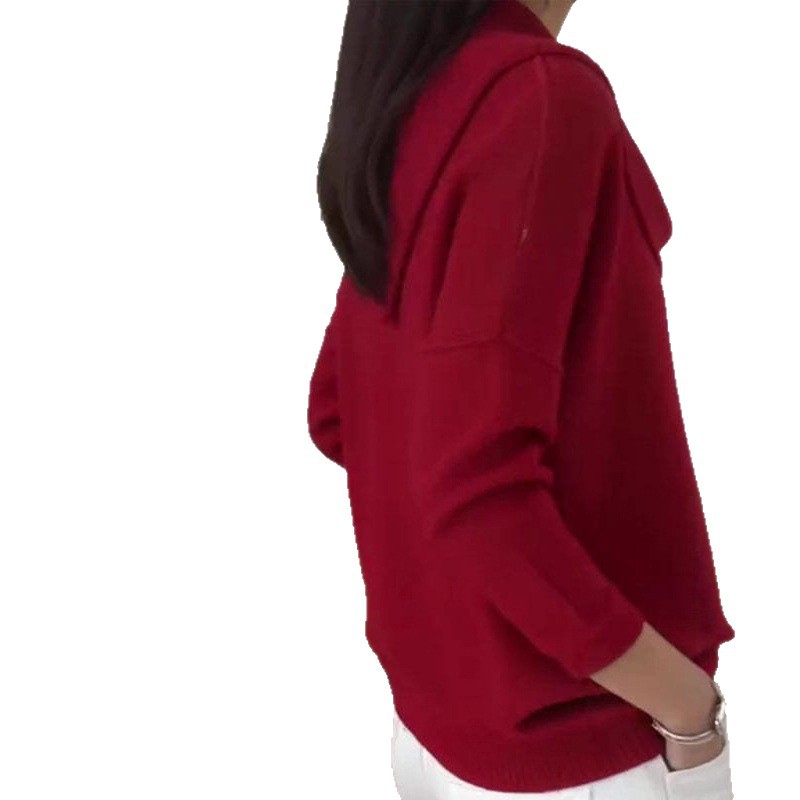 Women's Solid Color Long Sleeve Pullover Sweater