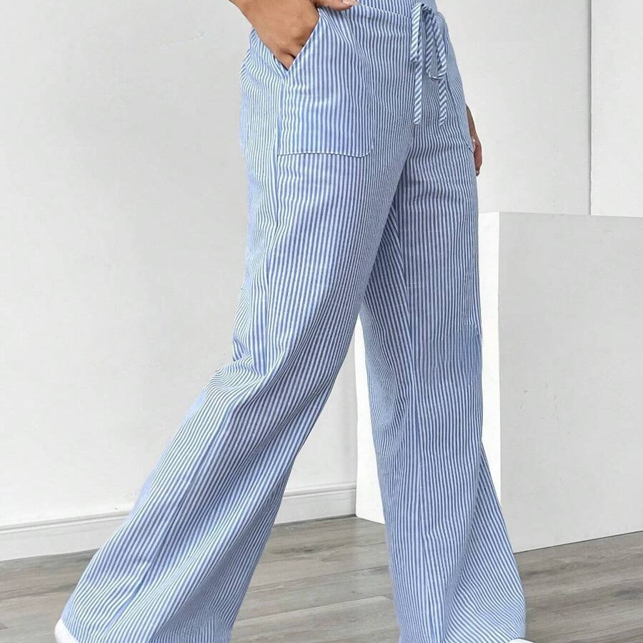 Striped Wide-Leg Casual Pants