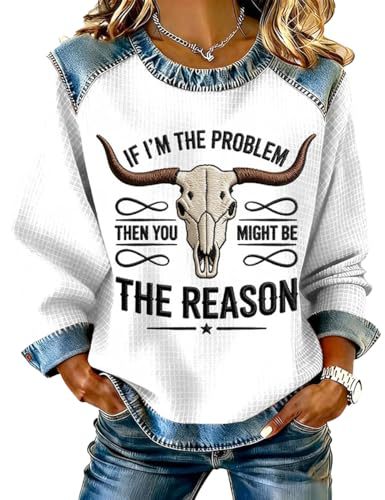Women's Tribal Bull Head Print Crewneck Sweatshirt