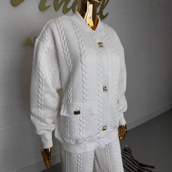 Women's Solid Color Button Pocket Two-Piece Set