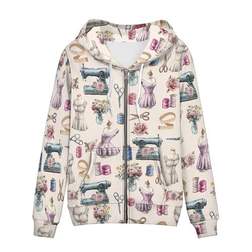 Women's Animal & Floral Print Hoodie Long Sleeve Crewneck